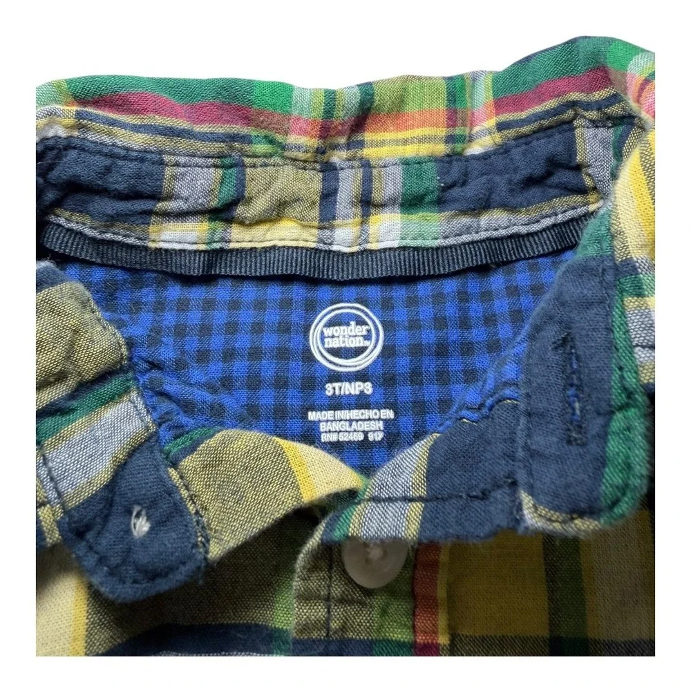 Carter's Wonder Nation Kids 3T Flannel Plaid Button Down Shirt Bundle Multicolor